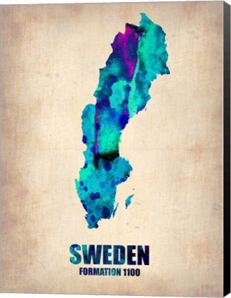 Framed Sweden Watercolor Print