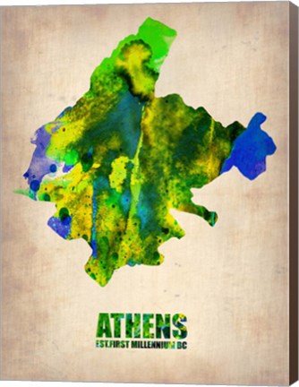 Framed Athens Watercolor Print