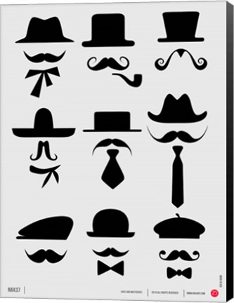 Framed Hats and Mustaches 1 Print