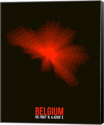 Framed Belgium Radiant Map 1 Print