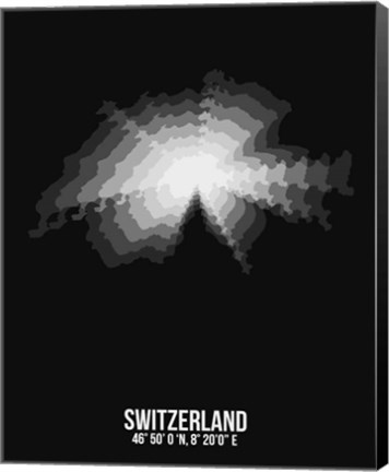 Framed Switzerland Radiant Map 4 Print