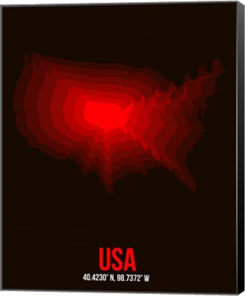 Framed USA Radiant Map 2 Print