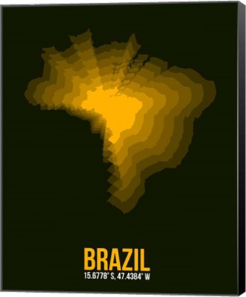 Framed Brazil Radiant Map 1 Print