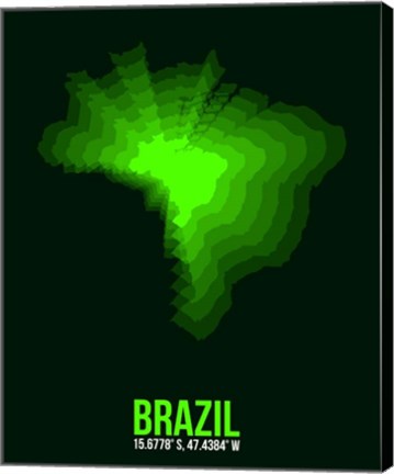 Framed Brazil Radiant Map 2 Print