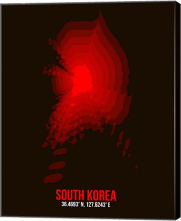 Framed South Korea Radiant Map 1 Print