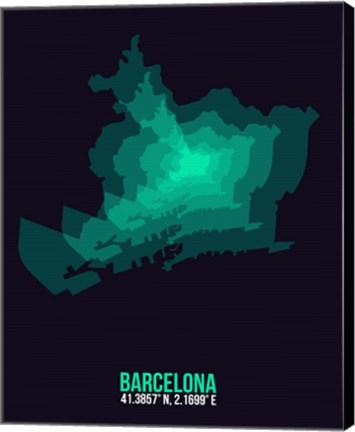 Framed Barcelona Radiant Map 2 Print