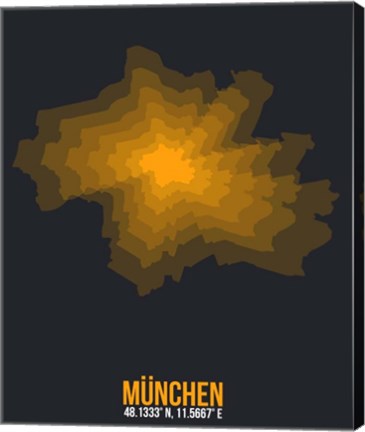 Framed Munchen Radiant Map 3 Print