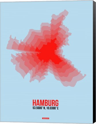 Framed Hamburg Radiant Map 1 Print