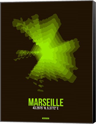 Framed Marseille Radiant Map 1 Print