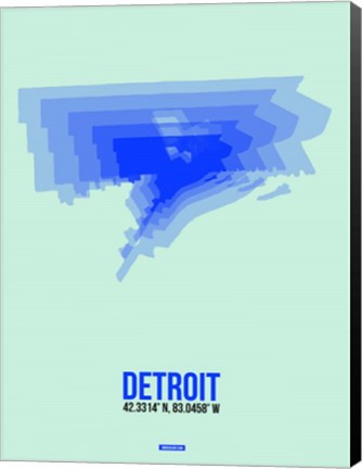 Framed Detroit Radiant Map 1 Print