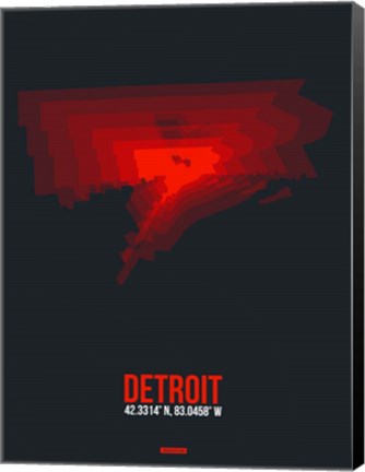 Framed Detroit Radiant Map 3 Print