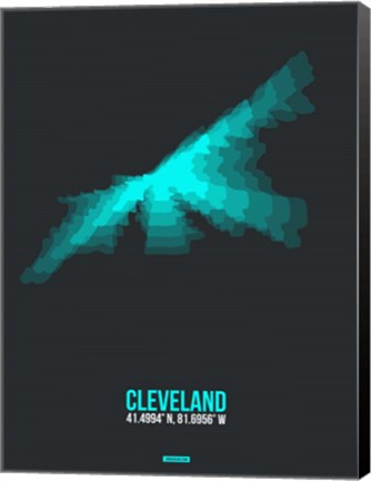 Framed Cleveland Radiant Map 2 Print