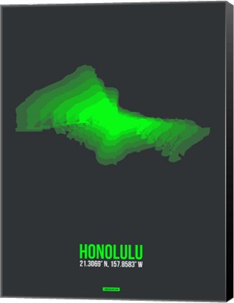 Framed Honolulu Radiant Map 1 Print