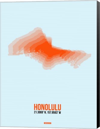 Framed Honolulu Radiant Map 2 Print