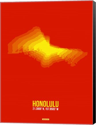 Framed Honolulu Radiant Map 4 Print