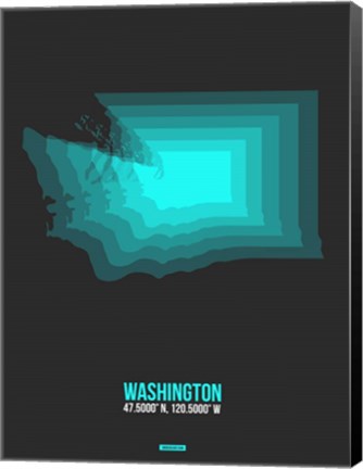 Framed Washington Radiant Map 4 Print