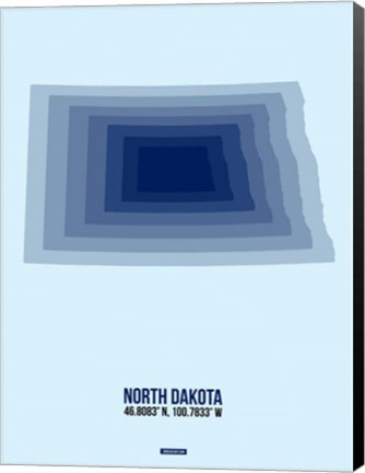 Framed North Dakota Radiant Map 2 Print