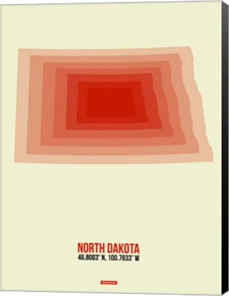 Framed North Dakota Radiant Map 3 Print