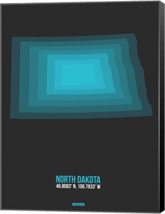 Framed North Dakota Radiant Map 4 Print