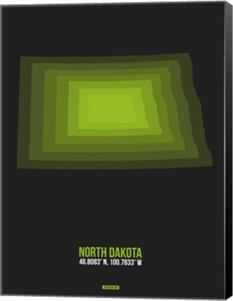 Framed North Dakota Radiant Map 5 Print