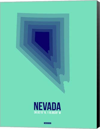 Framed Nevada Radiant Map 3 Print