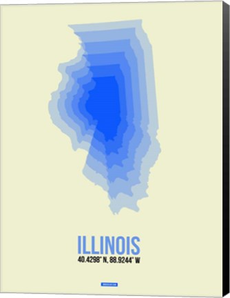 Framed Illinois Radiant Map 1 Print
