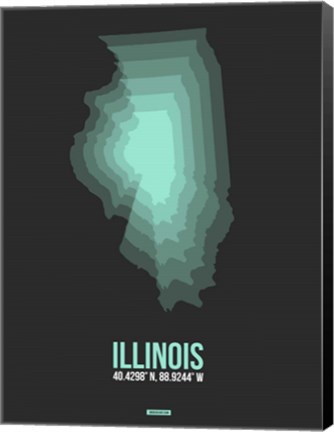 Framed Illinois Radiant Map 4 Print