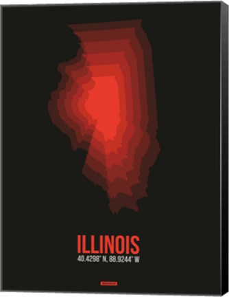 Framed Illinois Radiant Map 6 Print