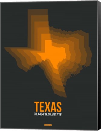 Framed Texas Radiant Map 5 Print