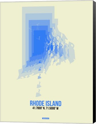 Framed Rhode Island Radiant Map 2 Print