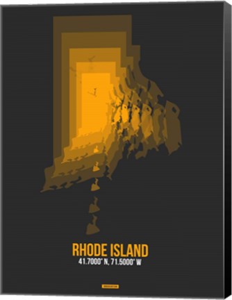 Framed Rhode Island Radiant Map 4 Print