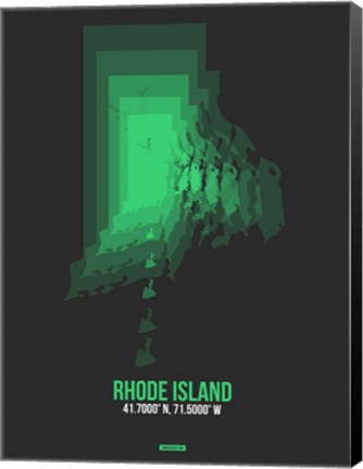 Framed Rhode Island Radiant Map 6 Print