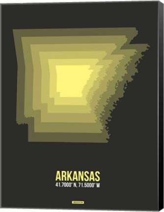 Framed Arkansas Radiant Map 5 Print