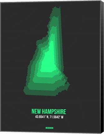 Framed New Hampshire Radiant Map 6 Print