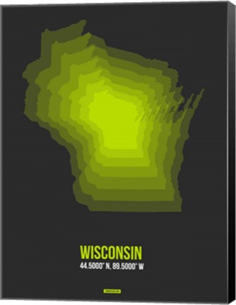 Framed Wisconsin Radiant Map 4 Print