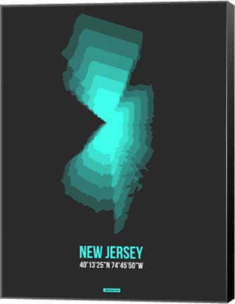 Framed New Jersey Radiant Map 4 Print