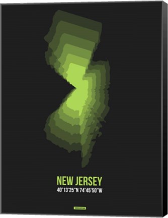 Framed New Jersey Radiant Map 6 Print