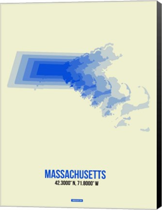 Framed Massachusetts Radiant Map 1 Print