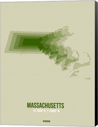 Framed Massachusetts Radiant Map 3 Print