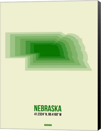 Framed Nebraska Radiant Map 3 Print