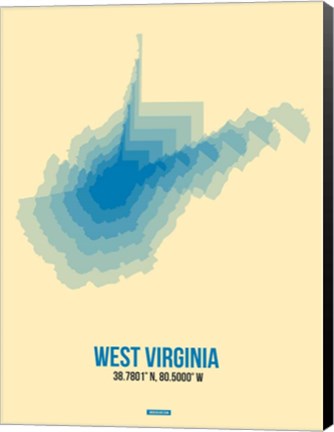 Framed West Virginia Radiant Map 1 Print