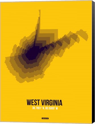 Framed West Virginia Radiant Map 3 Print