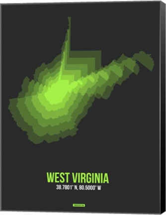 Framed West Virginia Radiant Map 4 Print