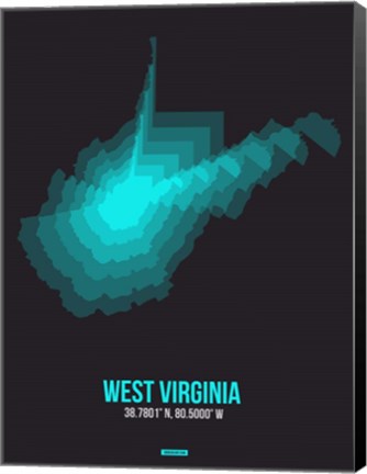 Framed West Virginia Radiant Map 6 Print