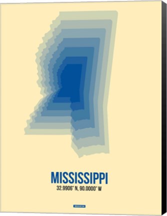 Framed Mississippi Radiant Map 2 Print