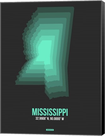 Framed Mississippi Radiant Map 4 Print