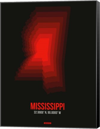 Framed Mississippi Radiant Map 6 Print