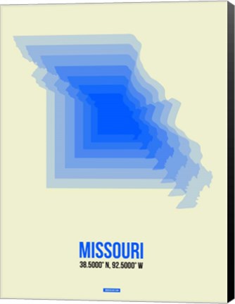 Framed Missouri Radiant Map 1 Print