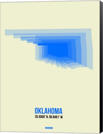 Framed Oklahoma Radiant Map 1 Print