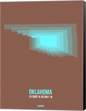 Framed Oklahoma Radiant Map 2 Print